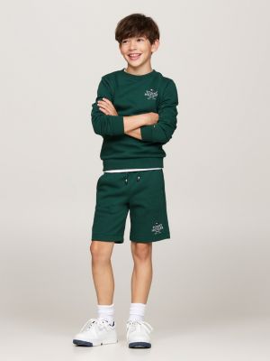 short à cordon de serrage et logo hilfiger vert pour garçons tommy hilfiger