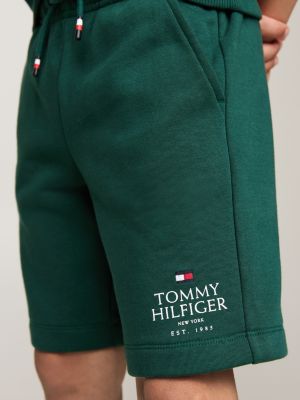 shorts sportivi con lacci e logo verde da bambini tommy hilfiger