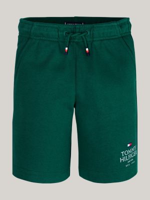 shorts sportivi con lacci e logo verde da bambini tommy hilfiger