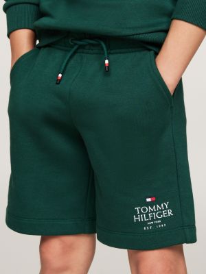 grün hilfiger logo sweat-shorts mit tunnelzug für jungen - tommy hilfiger