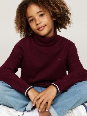 red fine knit turtleneck jumper for boys tommy hilfiger