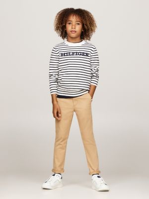 pullover hilfiger monotype con logo bianco da bambini tommy hilfiger