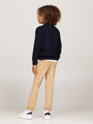 blue hilfiger monotype crew neck jumper for boys tommy hilfiger