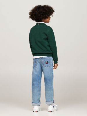 green hilfiger monotype crew neck jumper for boys tommy hilfiger