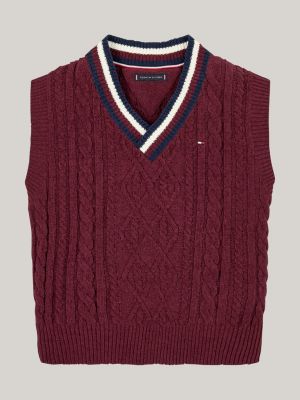 red global stripe chenille cable knit vest for boys tommy hilfiger