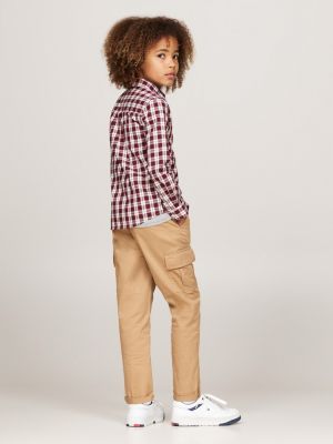 camicia regular fit con motivo a quadri rosso da bambini tommy hilfiger