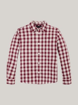 camicia regular fit con motivo a quadri rosso da bambini tommy hilfiger