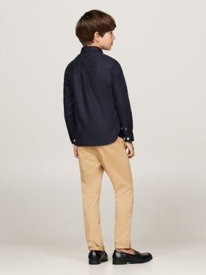 blau regular fit dobby-hemd mit button-down-kragen für jungen - tommy hilfiger