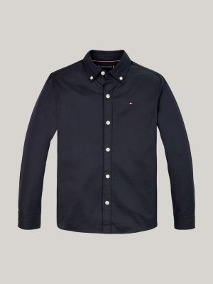 blau regular fit dobby-hemd mit button-down-kragen für jungen - tommy hilfiger