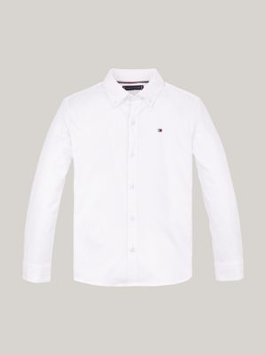 chemise boutonnée coupe standard en dobby gris pour garçons tommy hilfiger