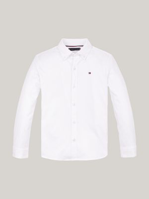 chemise boutonnée coupe standard en dobby gris pour garçons tommy hilfiger