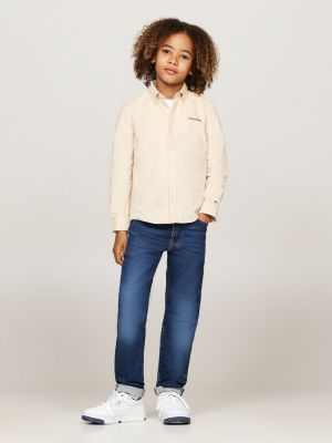 beige hilfiger monotype regular corduroy shirt for boys tommy hilfiger