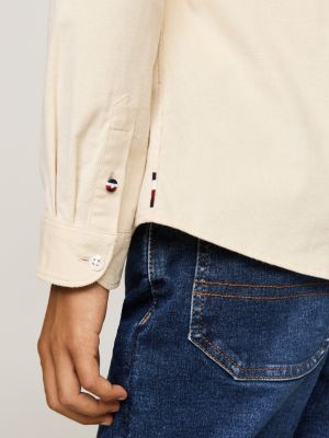 beige hilfiger monotype regular corduroy shirt for boys tommy hilfiger
