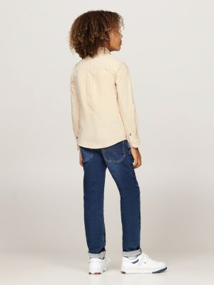 beige hilfiger monotype regular corduroy shirt for boys tommy hilfiger