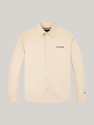 beige hilfiger monotype regular corduroy shirt for boys tommy hilfiger