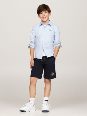 camicia oxford regular fit con logo blu da bambini tommy hilfiger