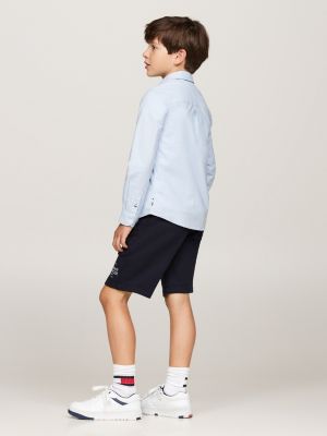 camicia oxford regular fit con logo blu da bambini tommy hilfiger