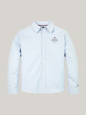 chemise coupe standard en coton oxford à logo bleu pour garçons tommy hilfiger