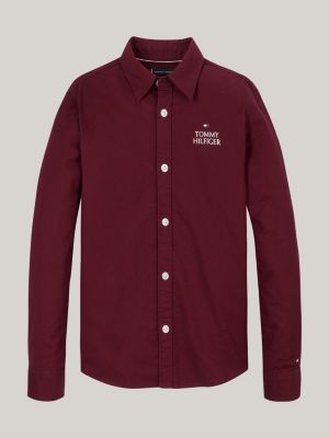 chemise coupe standard en coton oxford à logo rouge pour garçons tommy hilfiger