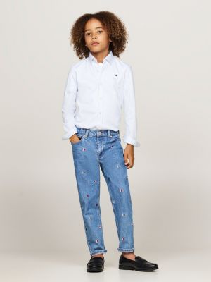 grau regular fit hemd mit button-down-kragen für jungen - tommy hilfiger