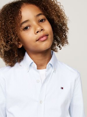 camicia regular fit con colletto button down grigio da bambini tommy hilfiger