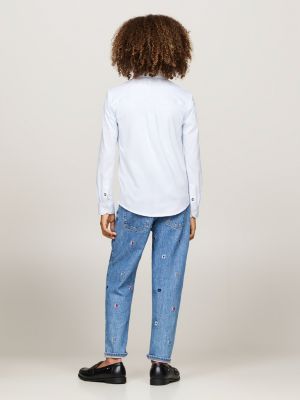 grau regular fit hemd mit button-down-kragen für jungen - tommy hilfiger