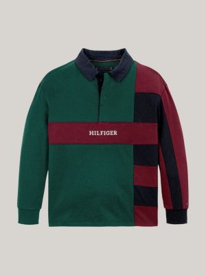 Colour Blocked Long Sleeve Regular Polo Shirt Green Tommy Hilfiger