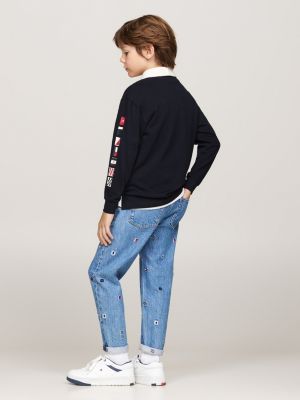 blue long sleeve regular polo shirt for boys tommy hilfiger