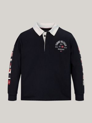 polo regular fit a maniche lunghe blu da bambini tommy hilfiger