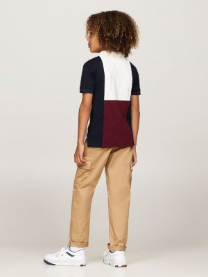 white hilfiger monotype colour-blocked regular polo shirt for boys tommy hilfiger