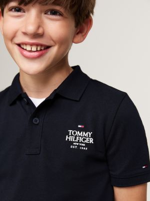 blau hilfiger logo regular fit piqué-poloshirt für jungen - tommy hilfiger