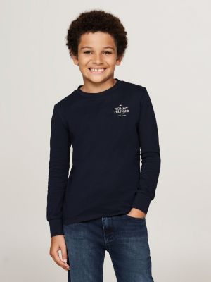 t-shirt a maniche lunghe con logo blue da bambini tommy hilfiger