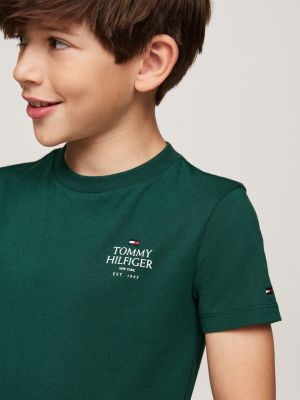 green hilfiger logo crew neck t-shirt for boys tommy hilfiger