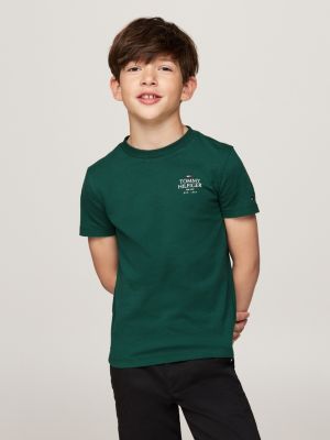 green hilfiger logo crew neck t-shirt for boys tommy hilfiger