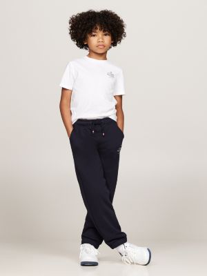 t-shirt con scollatura rotonda e logo bianco da bambini tommy hilfiger