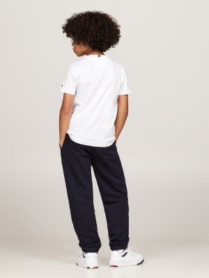 t-shirt con scollatura rotonda e logo bianco da bambini tommy hilfiger