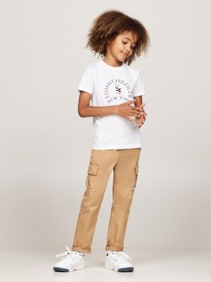 t-shirt con logo stampato bianco da bambini tommy hilfiger