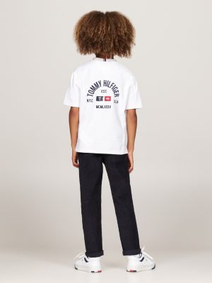 white back logo crew neck t-shirt for boys tommy hilfiger