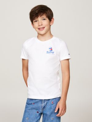 t-shirt con logo grafico sul retro white da bambini tommy hilfiger