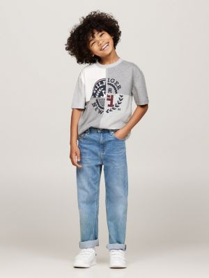 grey hilfiger monotype spliced logo t-shirt for boys tommy hilfiger