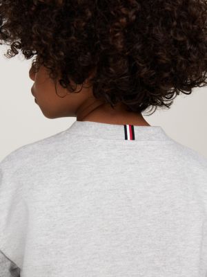 grijs t-shirt met gesplitst hilfiger monotype-logo voor jongens - tommy hilfiger