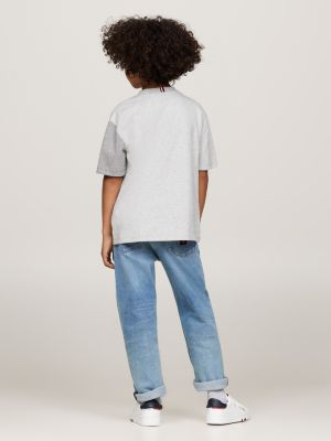 grey hilfiger monotype spliced logo t-shirt for boys tommy hilfiger