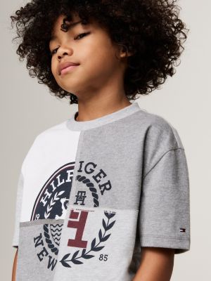 grey hilfiger monotype spliced logo t-shirt for boys tommy hilfiger