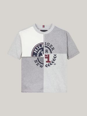 grijs t-shirt met gesplitst hilfiger monotype-logo voor jongens - tommy hilfiger