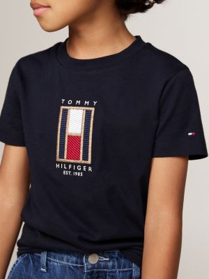 blue vertical flag crew neck t-shirt for boys tommy hilfiger