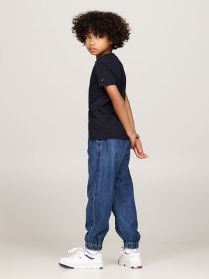 t-shirt con bandiera verticale blu da bambini tommy hilfiger