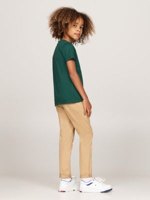 t-shirt con bandiera verticale verde da bambini tommy hilfiger