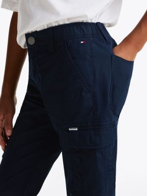 pantaloni cargo in tessuto tramato blu da bambini tommy hilfiger