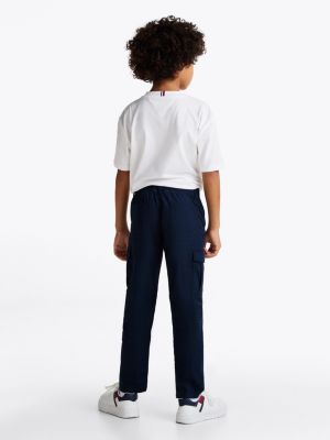 pantaloni cargo in tessuto tramato blu da bambini tommy hilfiger