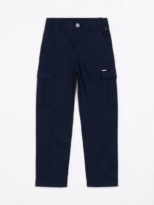 pantaloni cargo in tessuto tramato blu da bambini tommy hilfiger